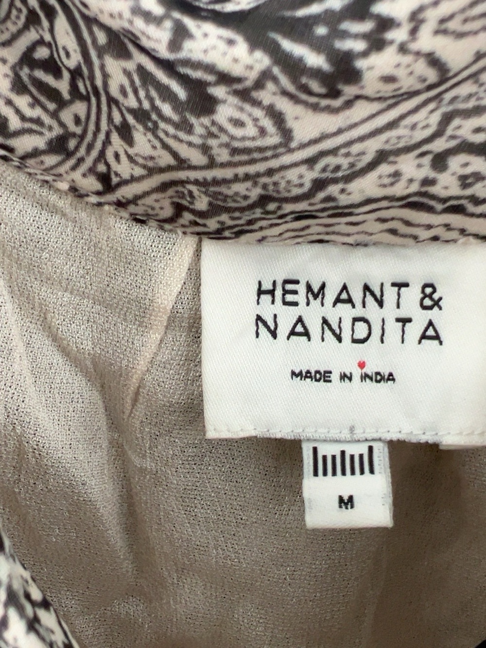 HEMANT & NANDITA Black Paisley Tiered Maxi Skirt with Cream Hem - Picture 3 of 3